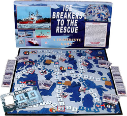 Ice Breakers to the Rescue Game Box, Board and Pieces Displayed as in Play