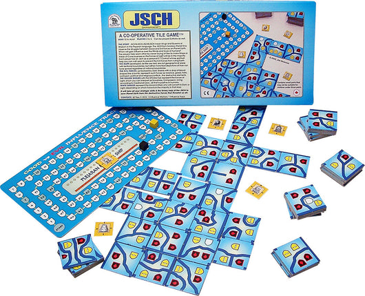 JSCH Box and Game Board and Pieces Arranged in Play