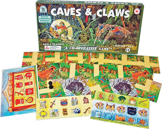 Caves & Claws Game Box, Tiles, Cards and Pieces Displayed