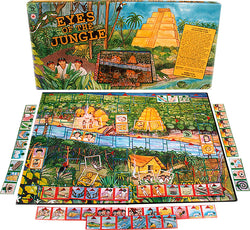 Eyes of the Jungle Game Box, Board and Pieces Displayed as in Play