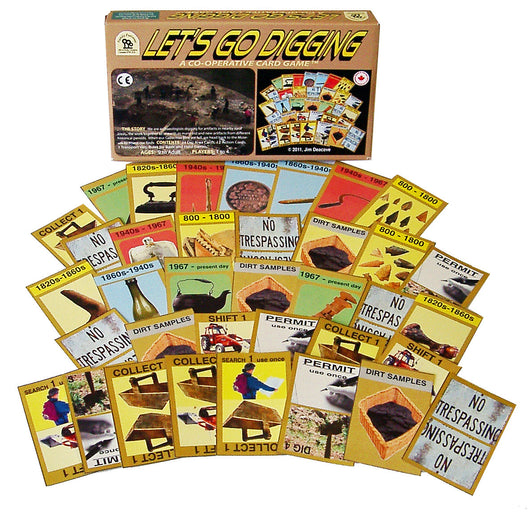 Let's Go Digging Game Box and Cards Displayed as in Play