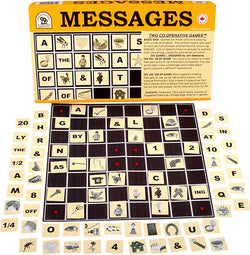 Messages Game Box, Board and Pieces set up to Play