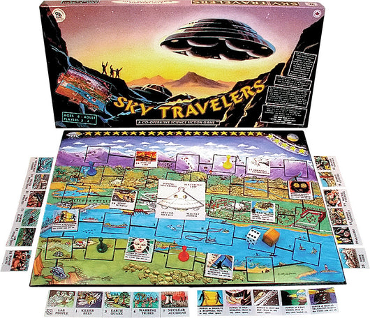 Sky Travelers Game Box, Board and Pieces ready to Play