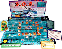 S.O.S. Game Box, Board and Pieces set up to Play
