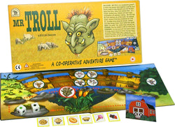 Mr Troll Game Box, Board and Pieces set up to Play