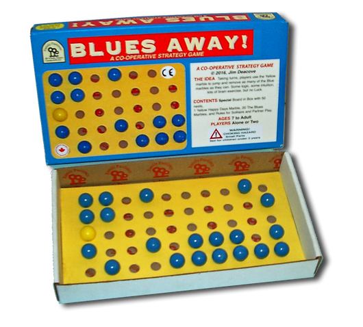 Blues Away Game Board and Box Displayed