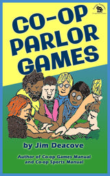Cover of Co-op Parlor Games eBook (Green and Yellow with Illustration of a group of Children holding hands together)