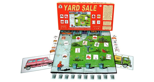 Yard Sale, a Family Pastimes Co-operative Game. Box, Board and peices displayed