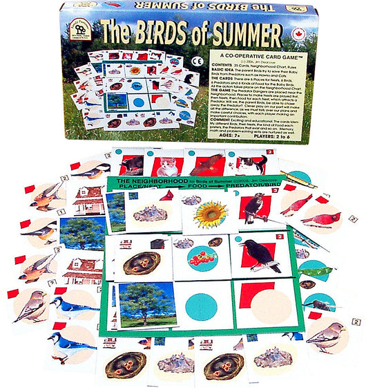 The Birds of Summer Game Box and Cards displayed