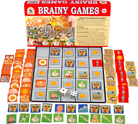 Brainy Games Displayed with Board, Box, Cards and Pieces