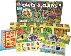 Caves & Claws Game Box, Tiles, Cards and Pieces Displayed