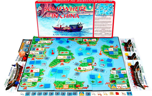 Somewhere In China Board Game with Box, Board and Pieces Displayed