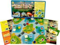 Island Fish Co. Game Box, Board and Pieces Displayed as in Play