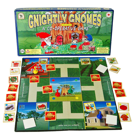 Gnightly Gnomes Game Box and Board set with Pieces in Play