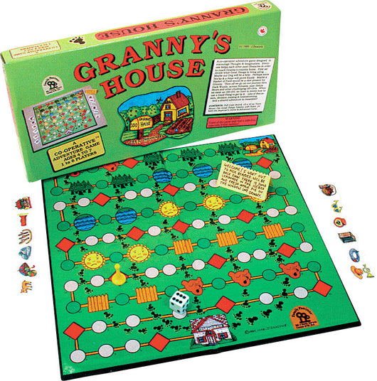 Granny's House Game Box, Board and Pieces Displayed in Play