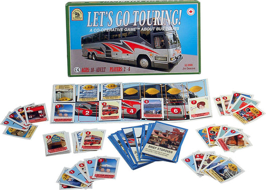 Let's Go Touring Game Box, Board and Pieces Displayed as in Play