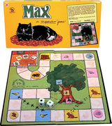 Max (the Cat) Game Box, Board and Pieces set up to Play