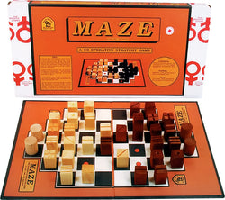 Maze Game Box, Board and Pieces set up to Play
