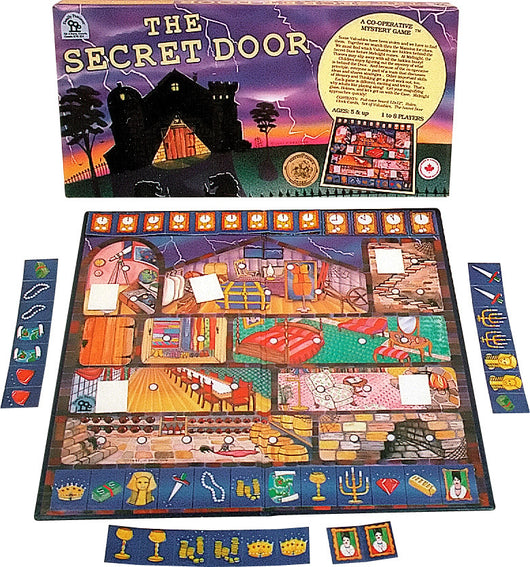 The Secret Door Game Box, Board and Pieces ready to Play