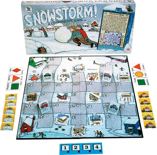 SnowStorm Game Box, Board and Pieces on Display