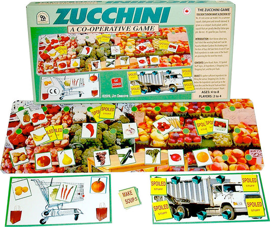 Zucchini Game with Box, Board and Cards set up for Play